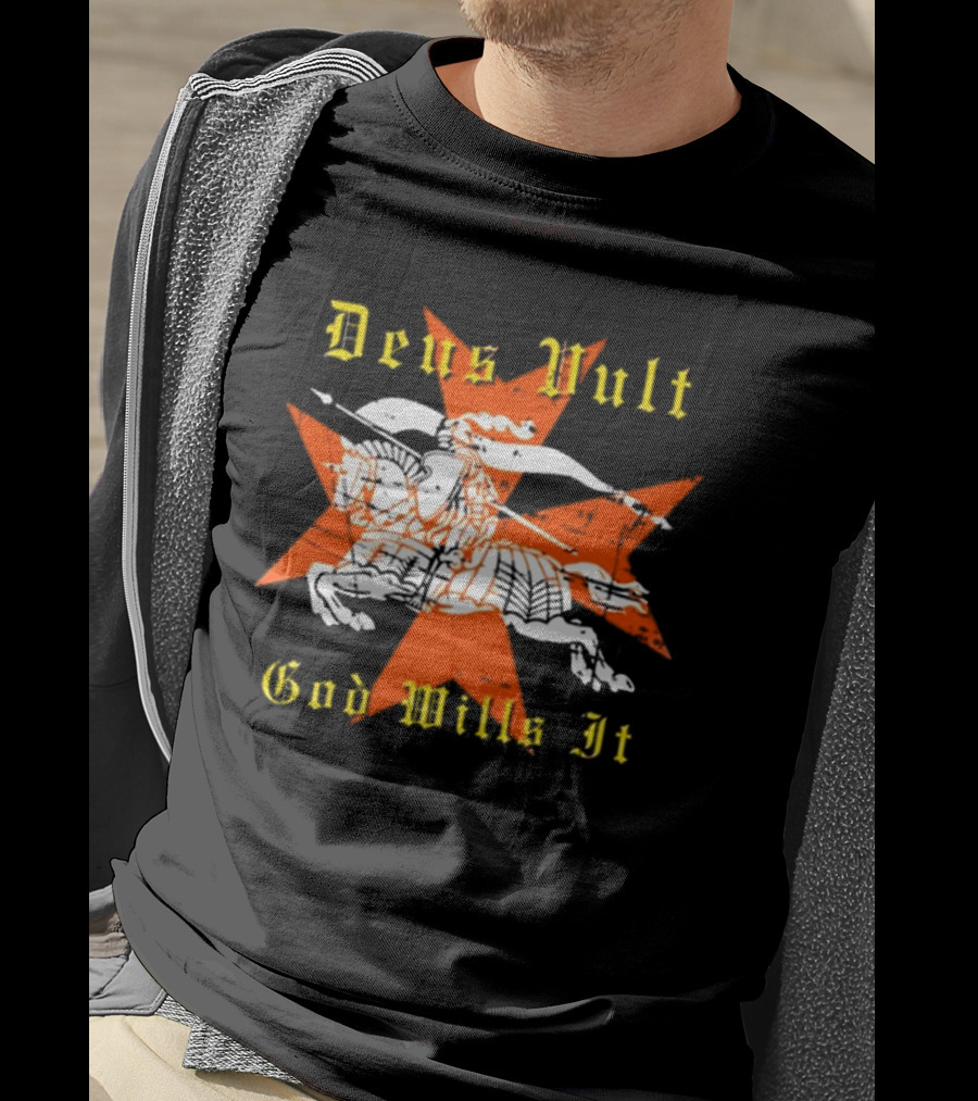 Deus Vult God Wills It Maltese Cross Knight T-Shirt