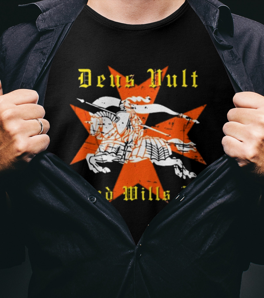 Deus Vult God Wills It Maltese Cross Knight T-Shirt