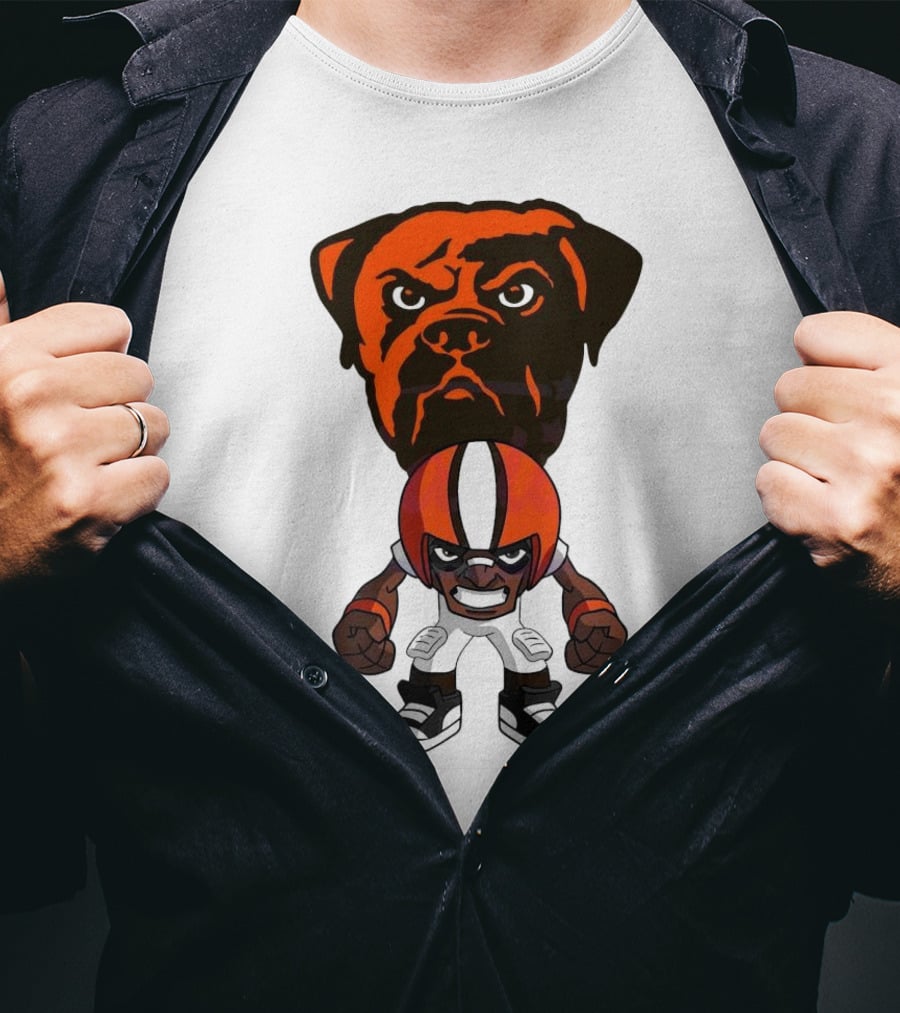 Cleveland Browns NFL Rush Zone Cartoon Character Dog 2025 T-Shirt