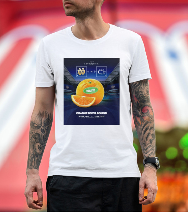 Premium T-Shirt: Notre Dame vs Penn State Orange Bowl Bound January 9 2025 Miami Gardens Football Matchup T-Shirt Notre Dame vs Penn State Orange Bowl Bound January 9 2025 Miami Gardens Football Matchup T-Shirt