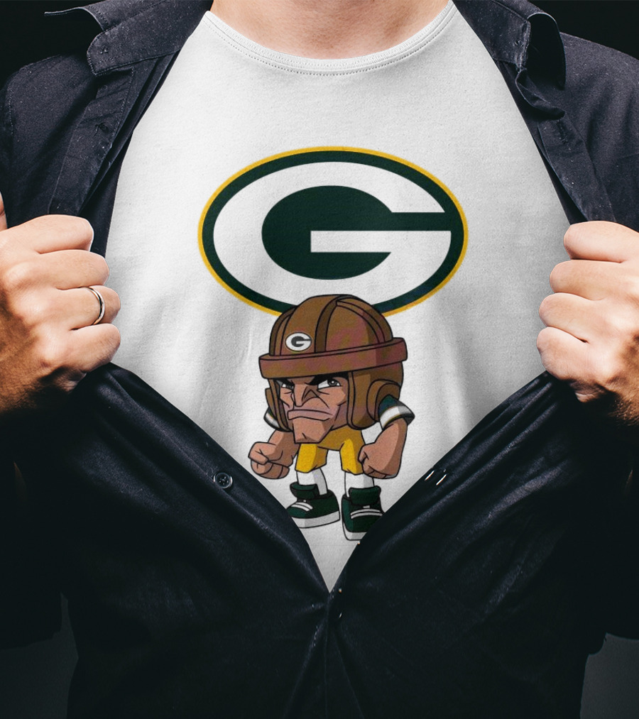 Rush Zone Green Bay Packers NFL Cartoon Character 2025 Bold Mascot T-Shirt