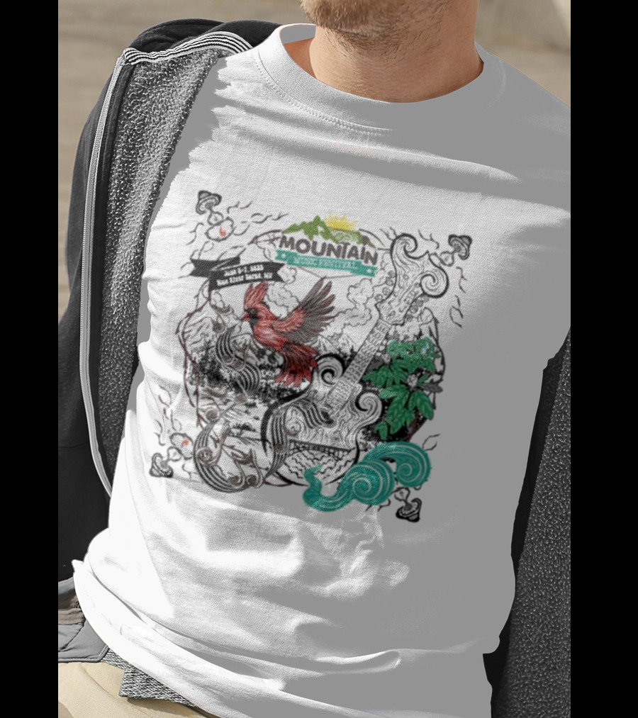 Mountain Music Festival June 5-7, 2025 New River Gorge WV Cardinal Guitar Nature Elements T-Shirt