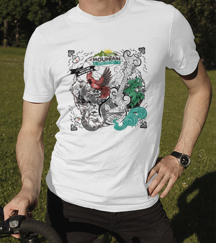 Mountain Music Festival June 5-7, 2025 New River Gorge WV Cardinal Guitar Nature Elements T-Shirt