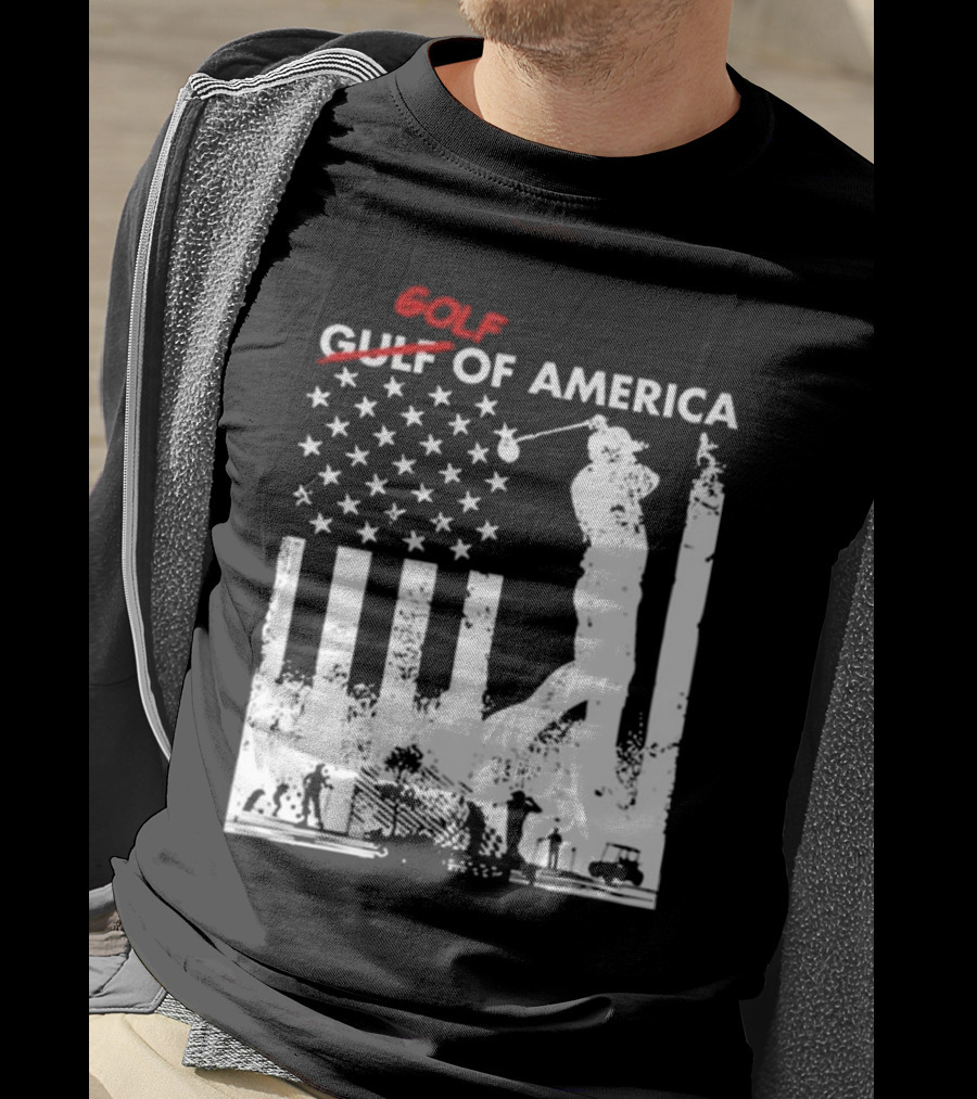 Alastor Store Golf Golf Gulf America Flag Golfer Silhouette Stars Stripes T-Shirt