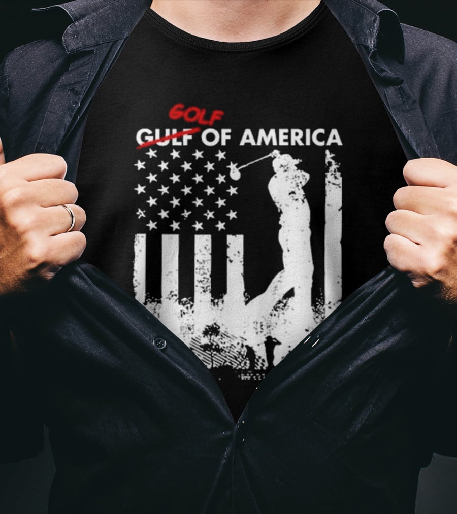 Alastor Store Golf Golf Gulf America Flag Golfer Silhouette Stars Stripes T-Shirt