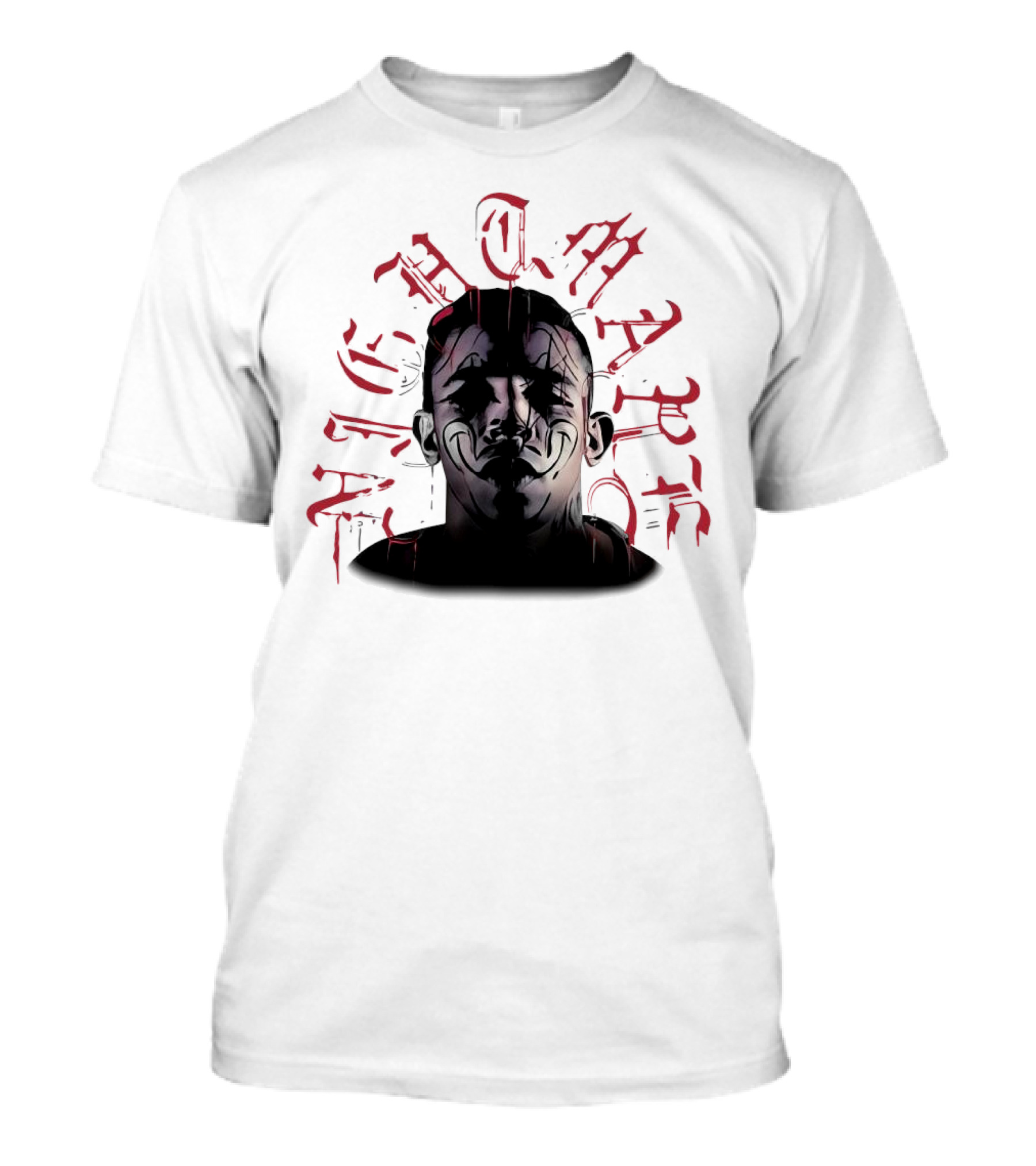2025 Carlos Prates Nightmare Face With Red Gothic Text T-Shirt