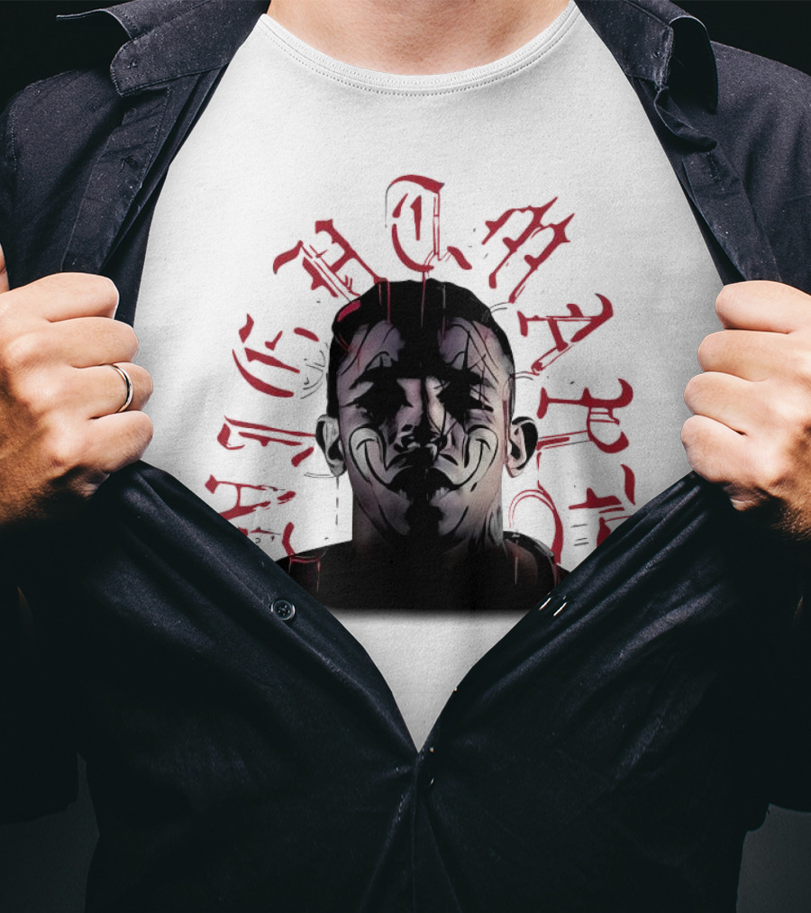 2025 Carlos Prates Nightmare Face With Red Gothic Text T-Shirt