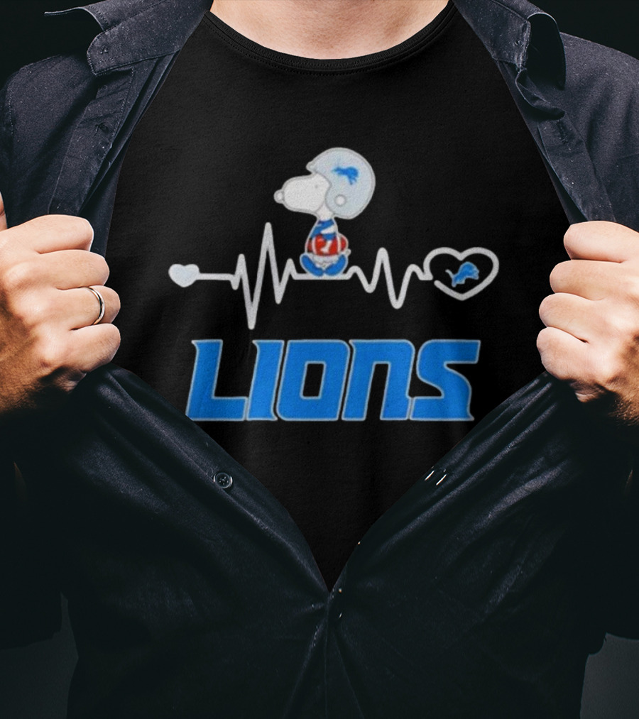 Heartbeat Snoopy Detroit Lions T-Shirt