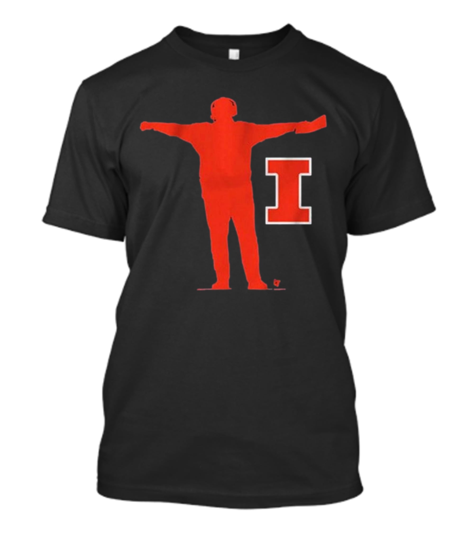 Illinois Football Coach Silhouette With Block I T-Shirt