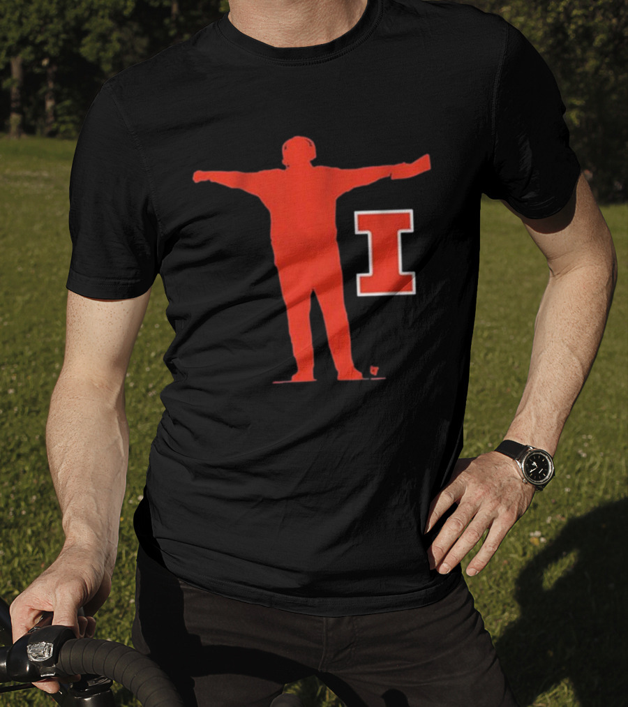 Illinois Football Coach Silhouette With Block I T-Shirt