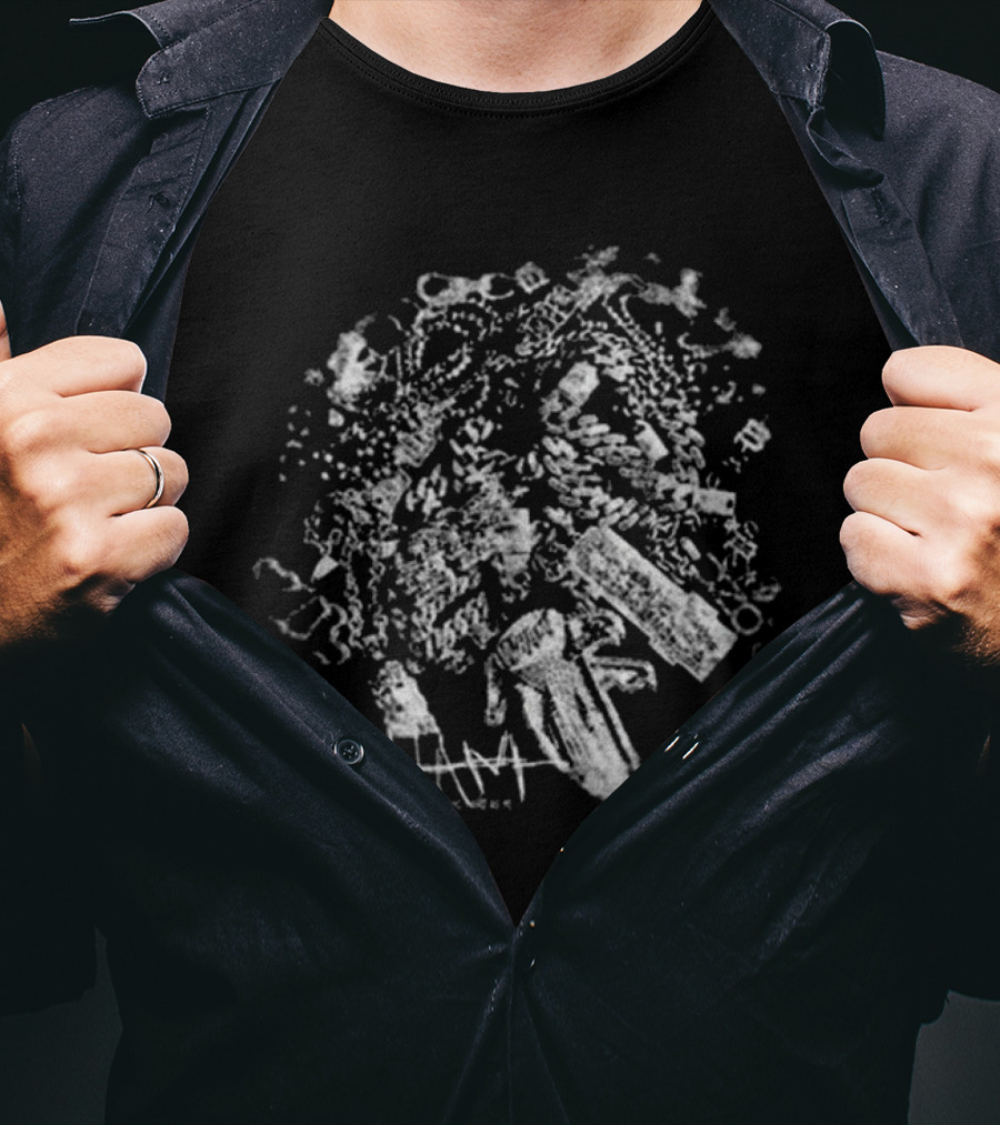 Lil Baby Wham Ice Jewelry Chains Black And White Composition T-Shirt