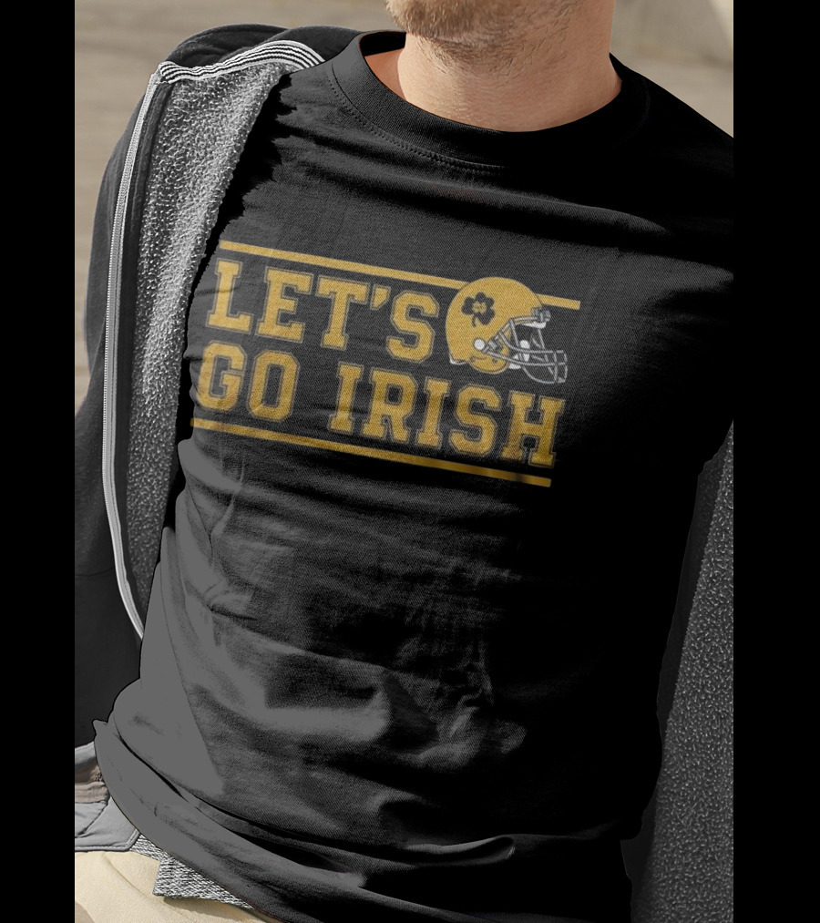 Notre Dame Fighting Irish Let's Go Irish Helmet NCAA 2025 T-Shirt