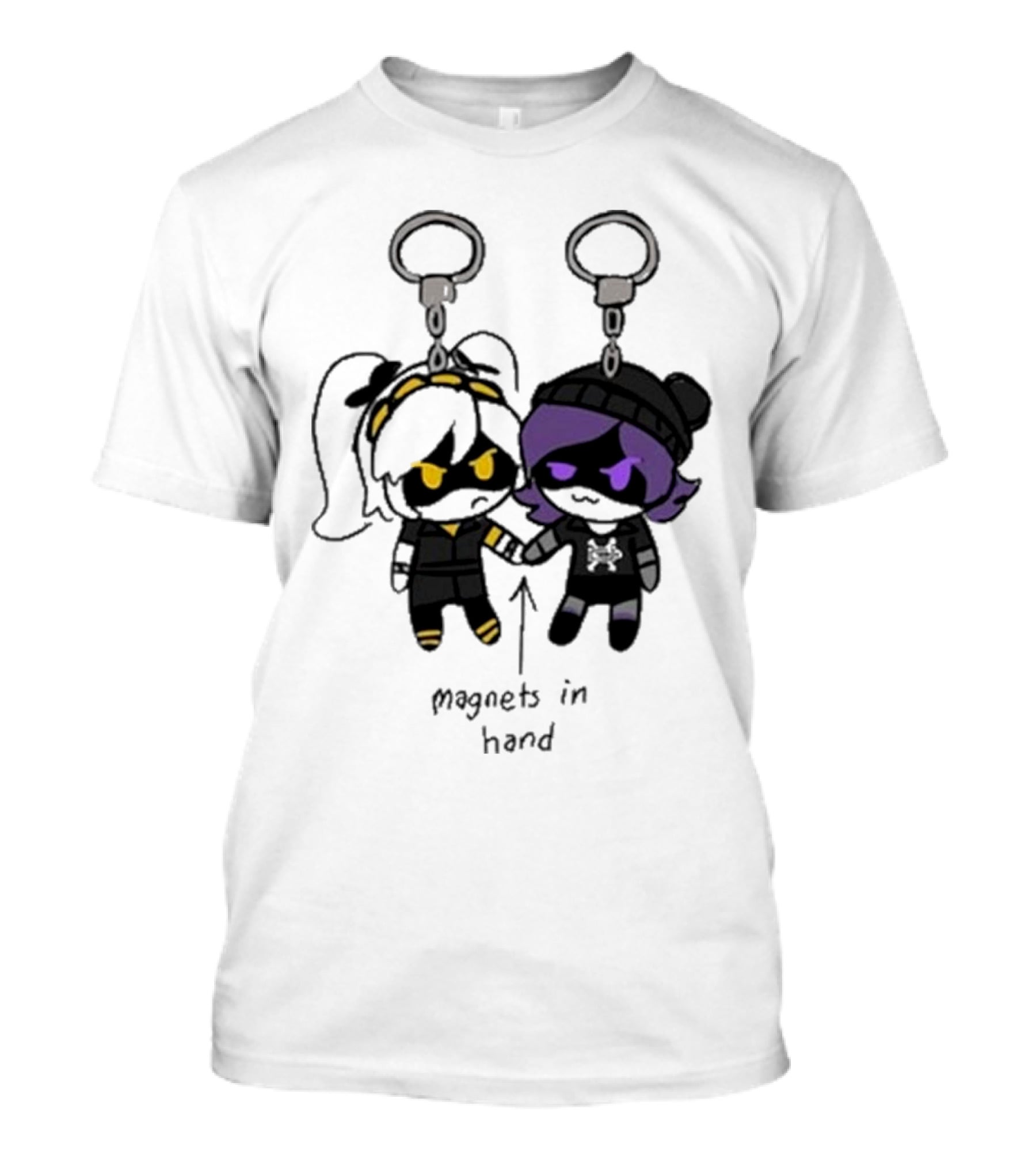 Juzi Chibi Keychain Magnets In Hand T-Shirt