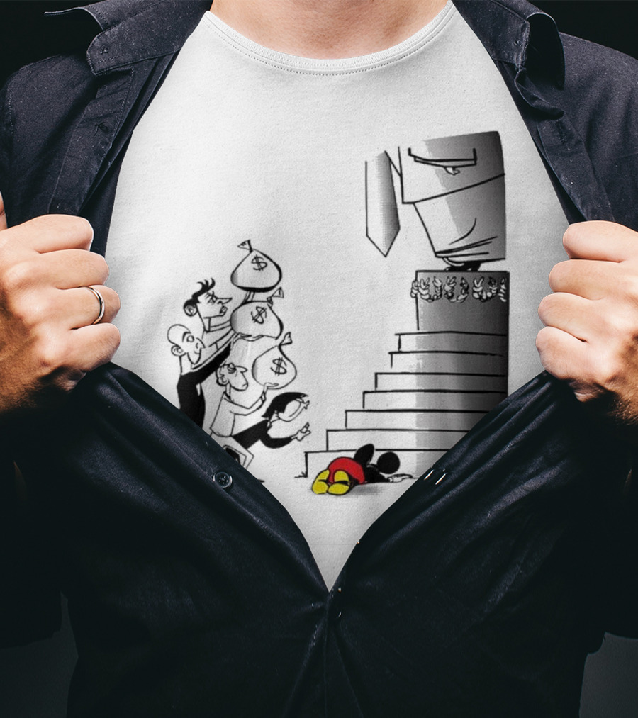 Newspaper Cartoon Economic Commentary Symbolic Imagery Money Hierarchy T-Shirt