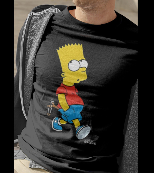 0th Century The Simpsons Bart Simpson With Slingshot Drawing T-Shirt