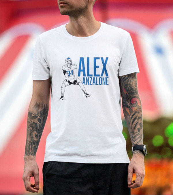 Premium T-Shirt: Alex Anzalone 34 Football Grit Pose T-Shirt Alex Anzalone 34 Football Grit Pose T-Shirt