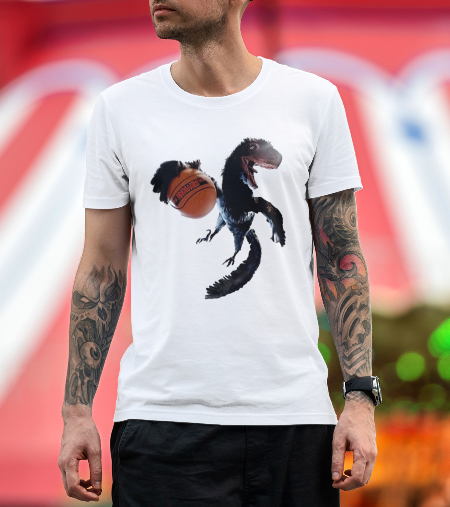 Coolioart Deinonychus Dinosaur with Spalding Basketball T-Shirt