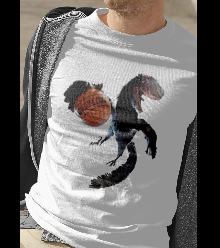 Coolioart Deinonychus Dinosaur With Spalding Basketball T-Shirt