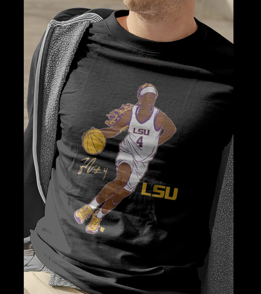 LSU Basketball Flau’jae Johnson Number 4 Superstar Pose T-Shirt