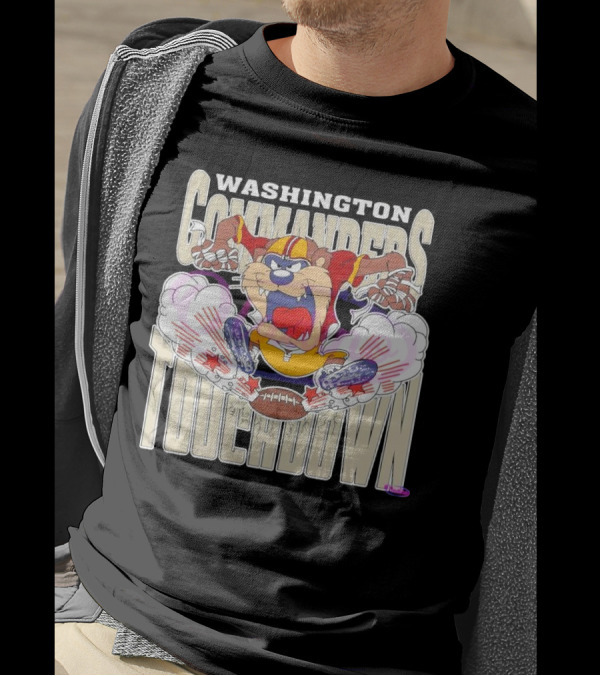 Washington Commanders Touchdown NFL Tasmanian Devil Sports Graphic 2025 T-Shirt