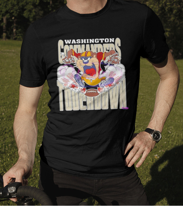 Washington Commanders Touchdown NFL Tasmanian Devil Sports Graphic 2025 T-Shirt