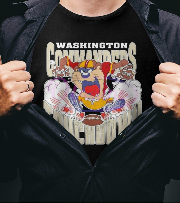 Washington Commanders Touchdown NFL Tasmanian Devil Sports Graphic 2025 T-Shirt