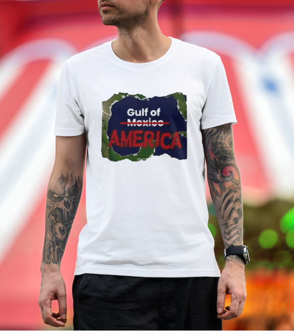 Premium T-Shirt: Gulf of America Map Text T-Shirt Gulf of America Map Text T-Shirt