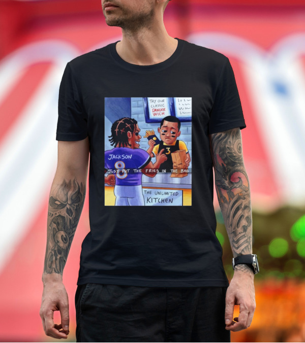 Premium T-Shirt: Jackson Eight Just Put the Fries in the Bag Unlimited Kitchen Danger Wich T-Shirt Jackson Eight Just Put the Fries in the Bag Unlimited Kitchen Danger Wich T-Shirt