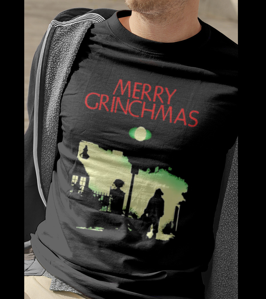 Merry Grinchmas Grinch X The Exorcist Silhouette Scene T-Shirt