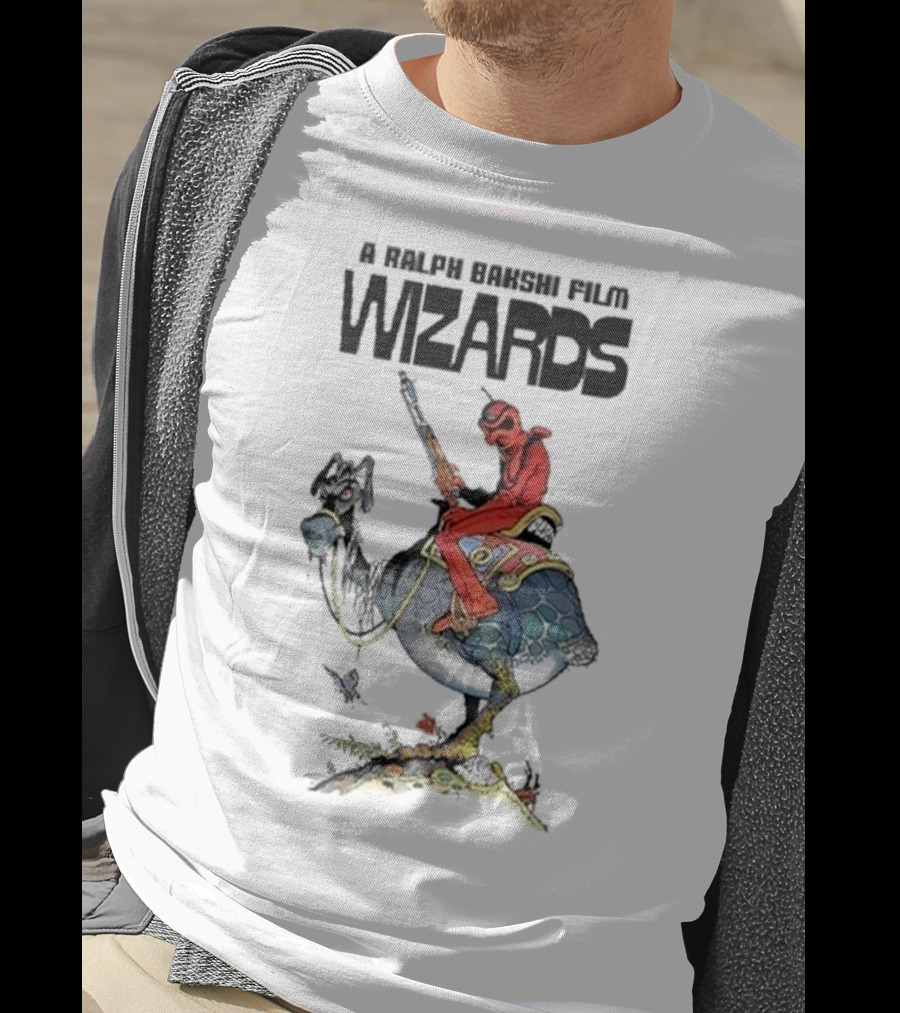 A Ralph Bakshi Film Wizards Fantasy Creature Rider With Staff And Helmet T-Shirt