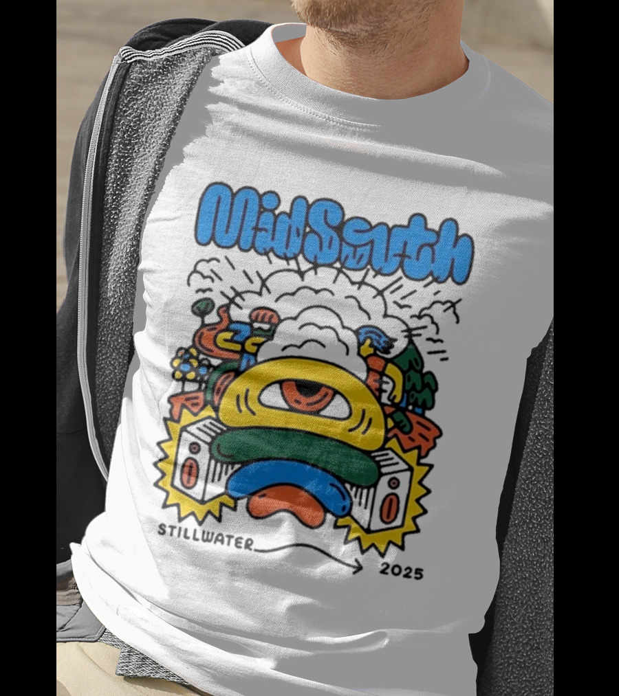 Mid South Stillwater 2025 Event Colorful Funky Cartoon Explosion T-Shirt