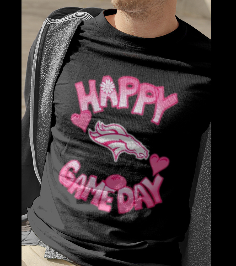 Valentine’s Day Happy Gameday Denver Broncos 2025 Football Hearts T-Shirt