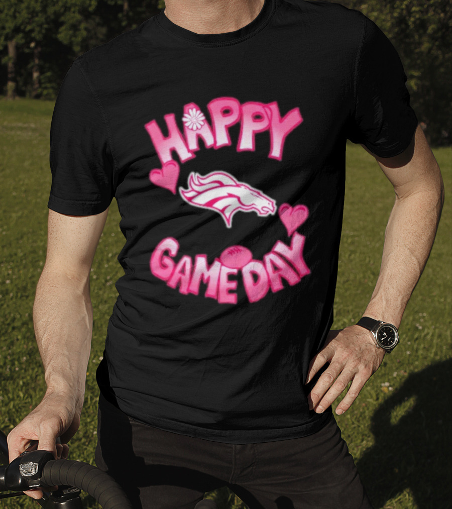 Valentine’s Day Happy Gameday Denver Broncos 2025 Football Hearts T-Shirt