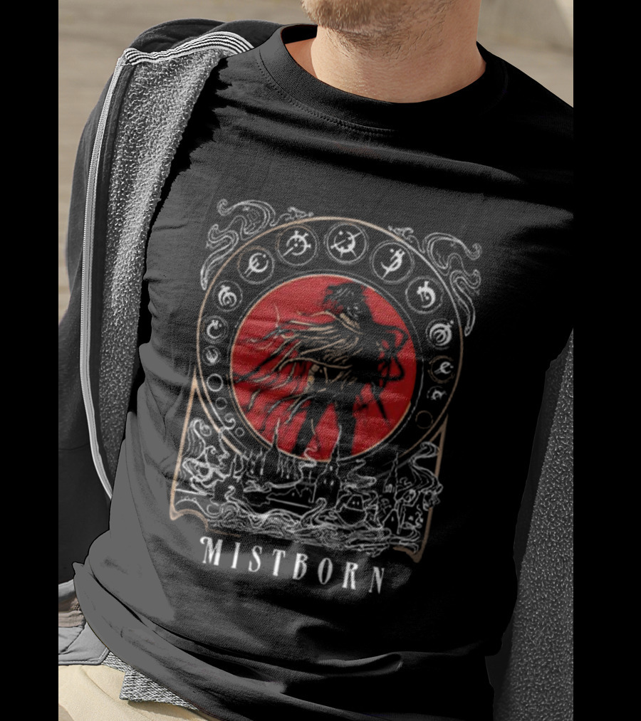 Brandon Sanderson Mistborn Gothic Fantasy Artwork With Red Circle And Symbols T-Shirt