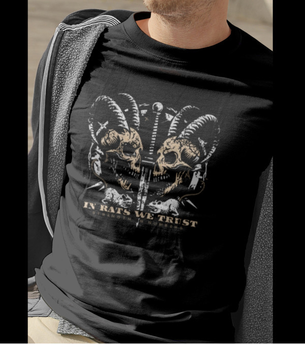 In Rats We Trust Strength In Numbers Gemini Rat Club Skulls With Swords And Horns T-Shirt