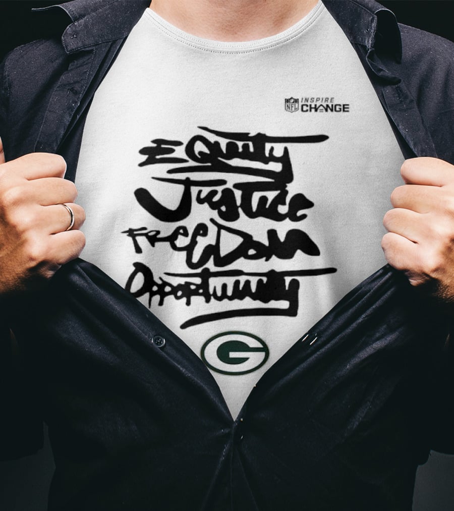 Green Bay Packers NFL Inspire Change Equity Justice Freedom Opportunity T-Shirt