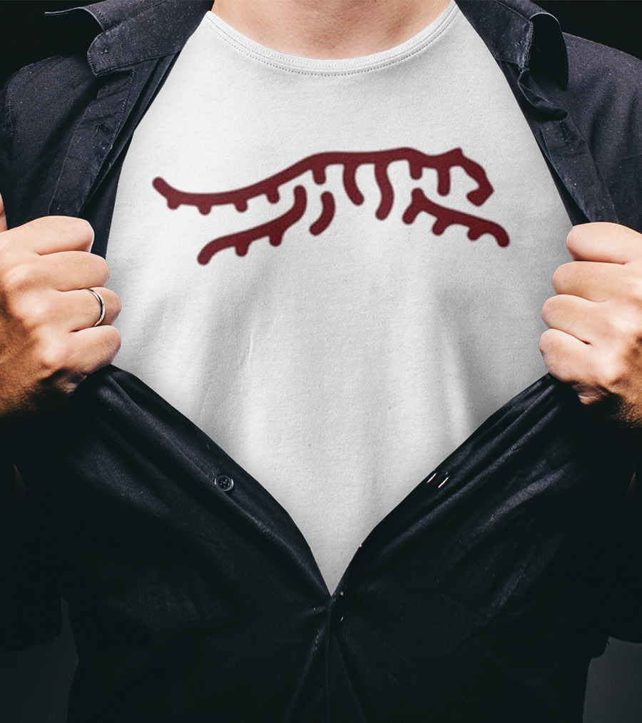 Tiger Woods Red Tiger Stripes Logo Black Sunday T-Shirt