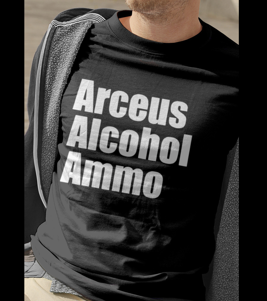 Arceus Alcohol Ammo Black Bold Text Block T-Shirt