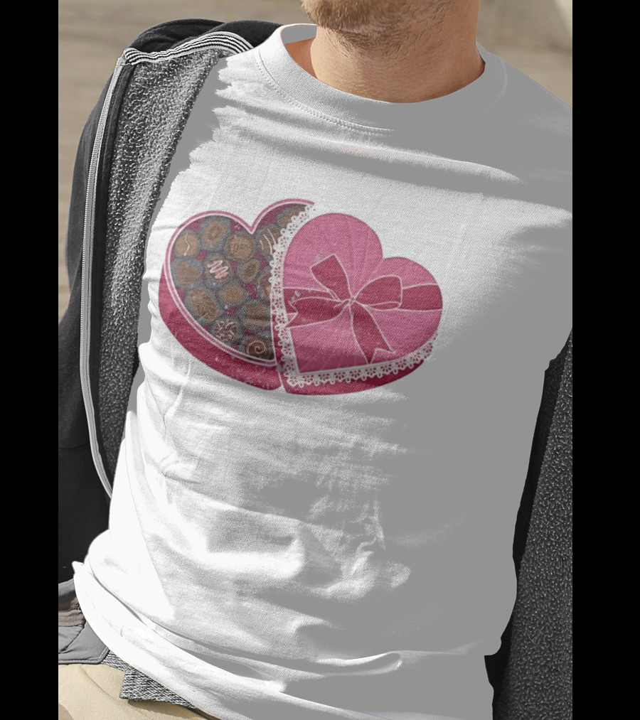 Heart Shaped Box Of Chocolates With Lace And Bow T-Shirt
