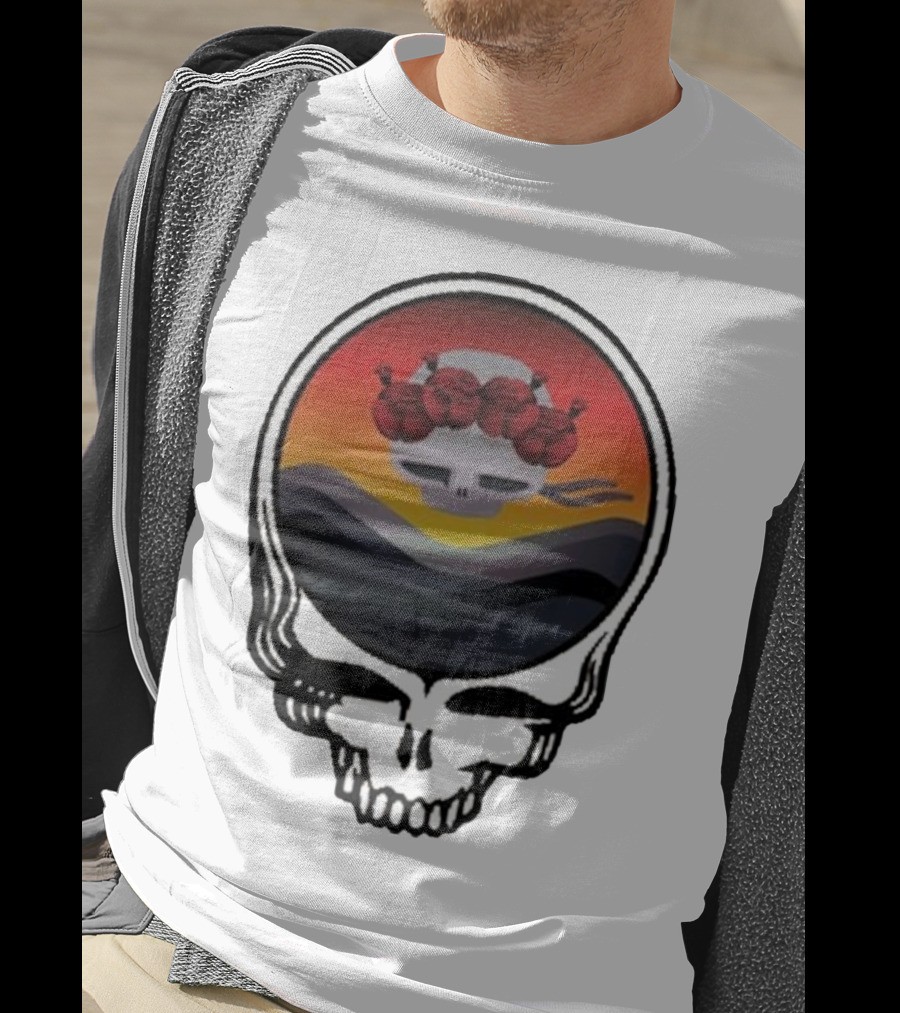Grateful Dead The Ridge Skull Sunset With Roses T-Shirt