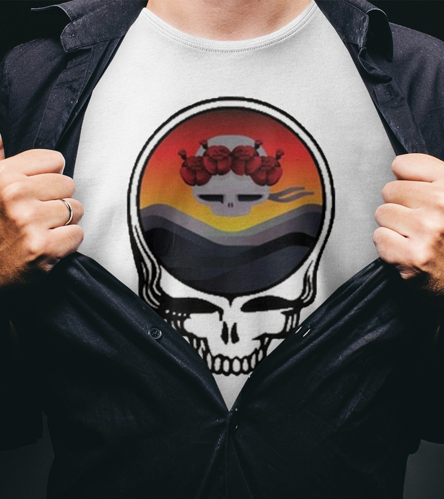 Grateful Dead The Ridge Skull Sunset With Roses T-Shirt