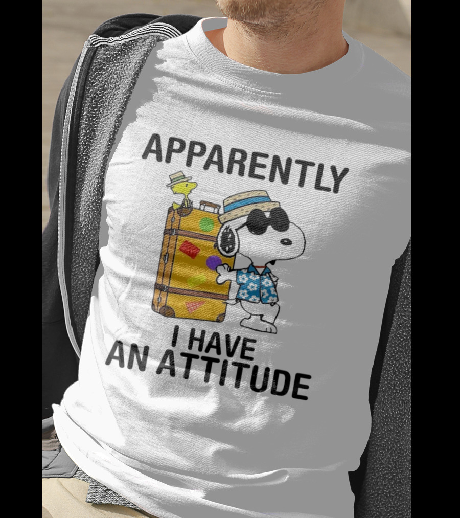 Apparently I Have An Attitude Snoopy With Woodstock And Suitcase T-Shirt