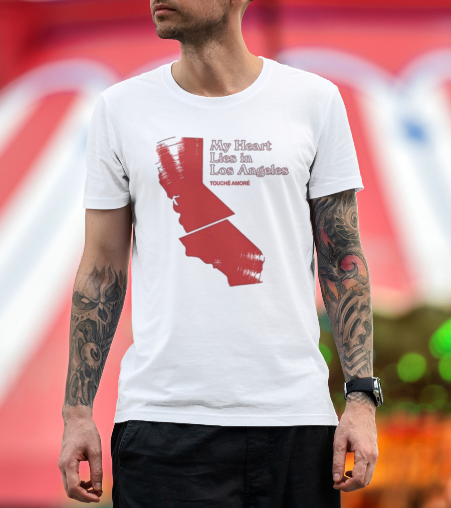 Touché Amoré My Heart Lies in Los Angeles California Map Red T-Shirt