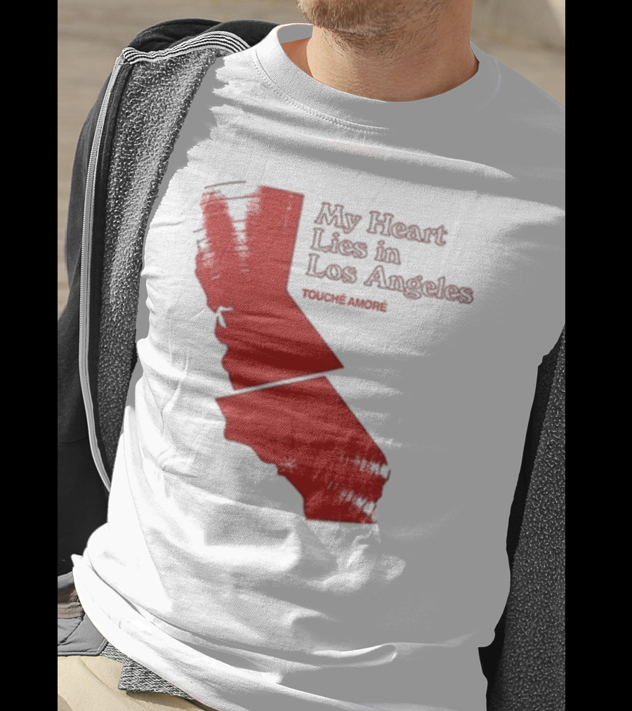 Touché Amoré My Heart Lies In Los Angeles California Map Red T-Shirt