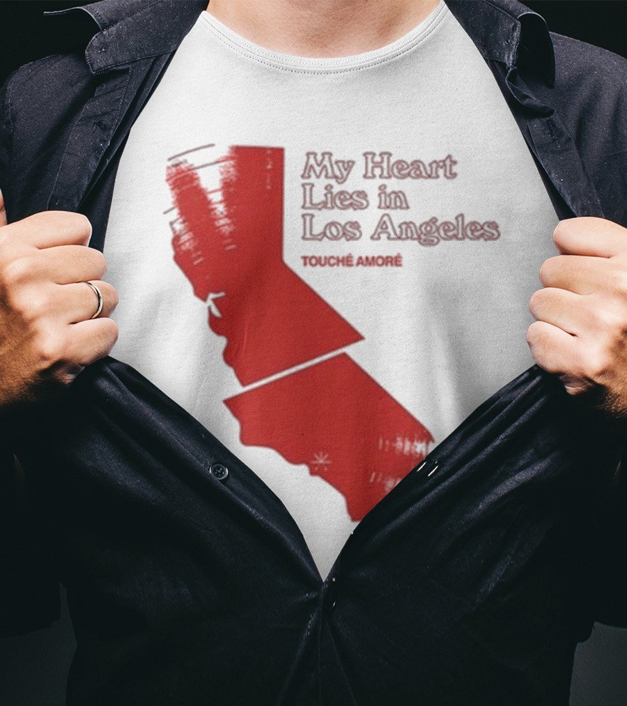 Touché Amoré My Heart Lies In Los Angeles California Map Red T-Shirt