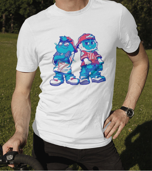2 Kewl 4 School April Fools 2025 Hip-Hop Cartoon Characters In Red And White Outfits T-Shirt