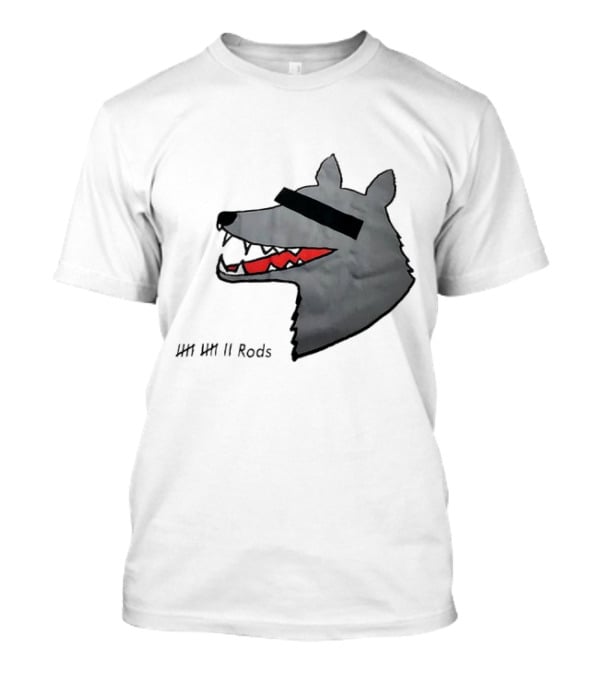 12 Rods Lost Time Wolf Head With Red And Black Accents T-Shirt
