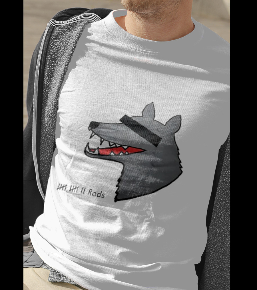 12 Rods Lost Time Wolf Head With Red And Black Accents T-Shirt