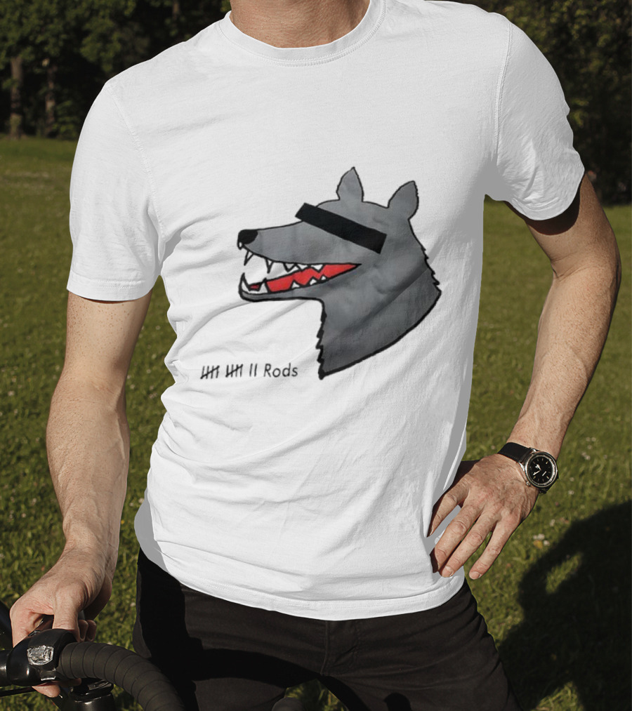 12 Rods Lost Time Wolf Head With Red And Black Accents T-Shirt