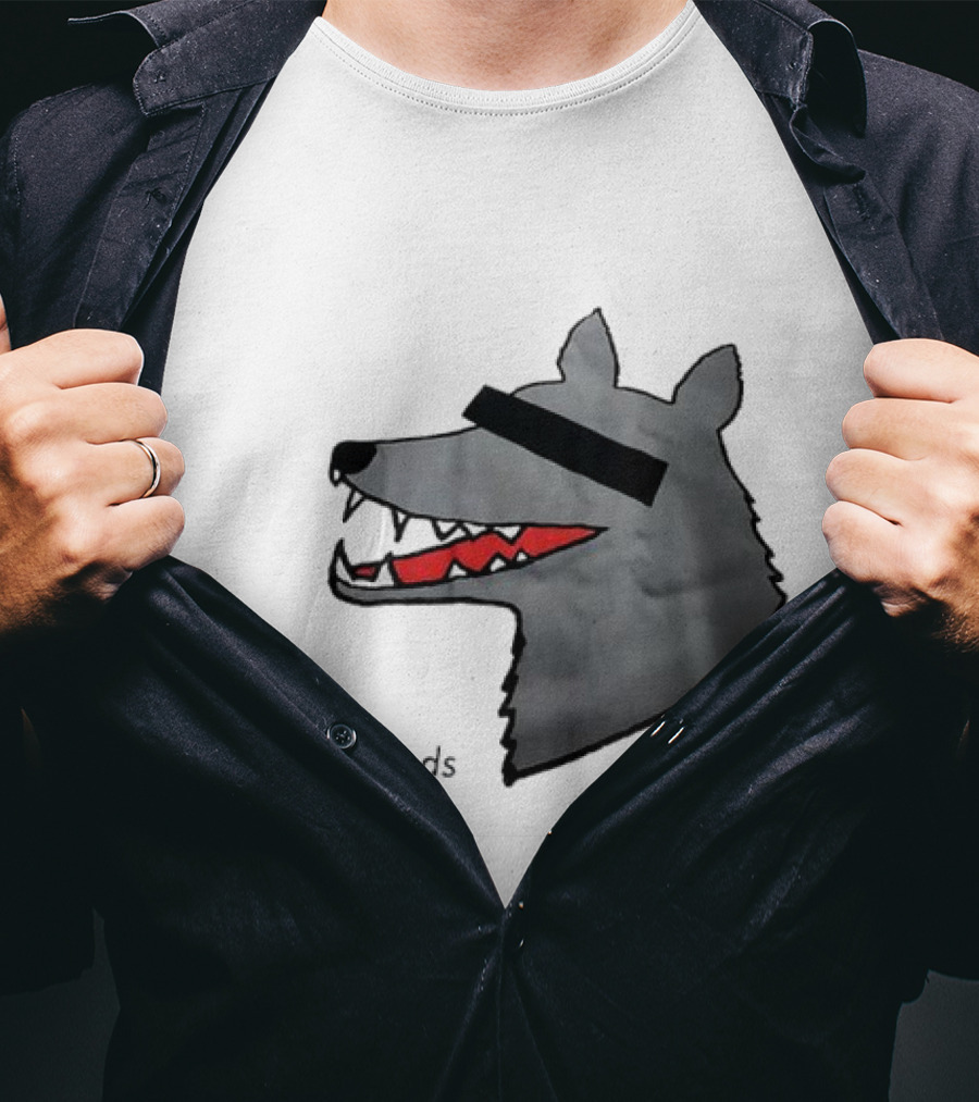 12 Rods Lost Time Wolf Head With Red And Black Accents T-Shirt